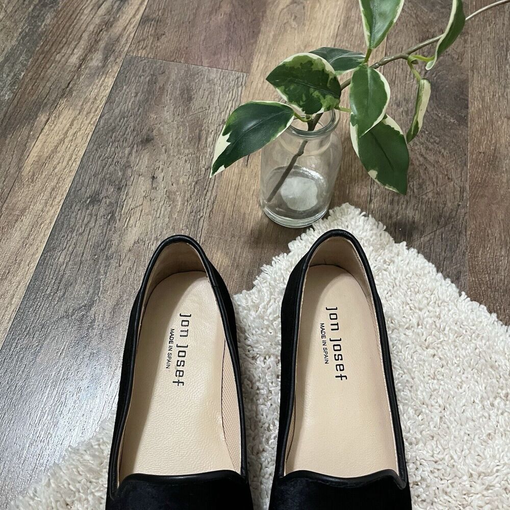 Jon Josef Size 6.5 Black Velvet Evil Eye Loafers Flats - Picture 3 of 6
